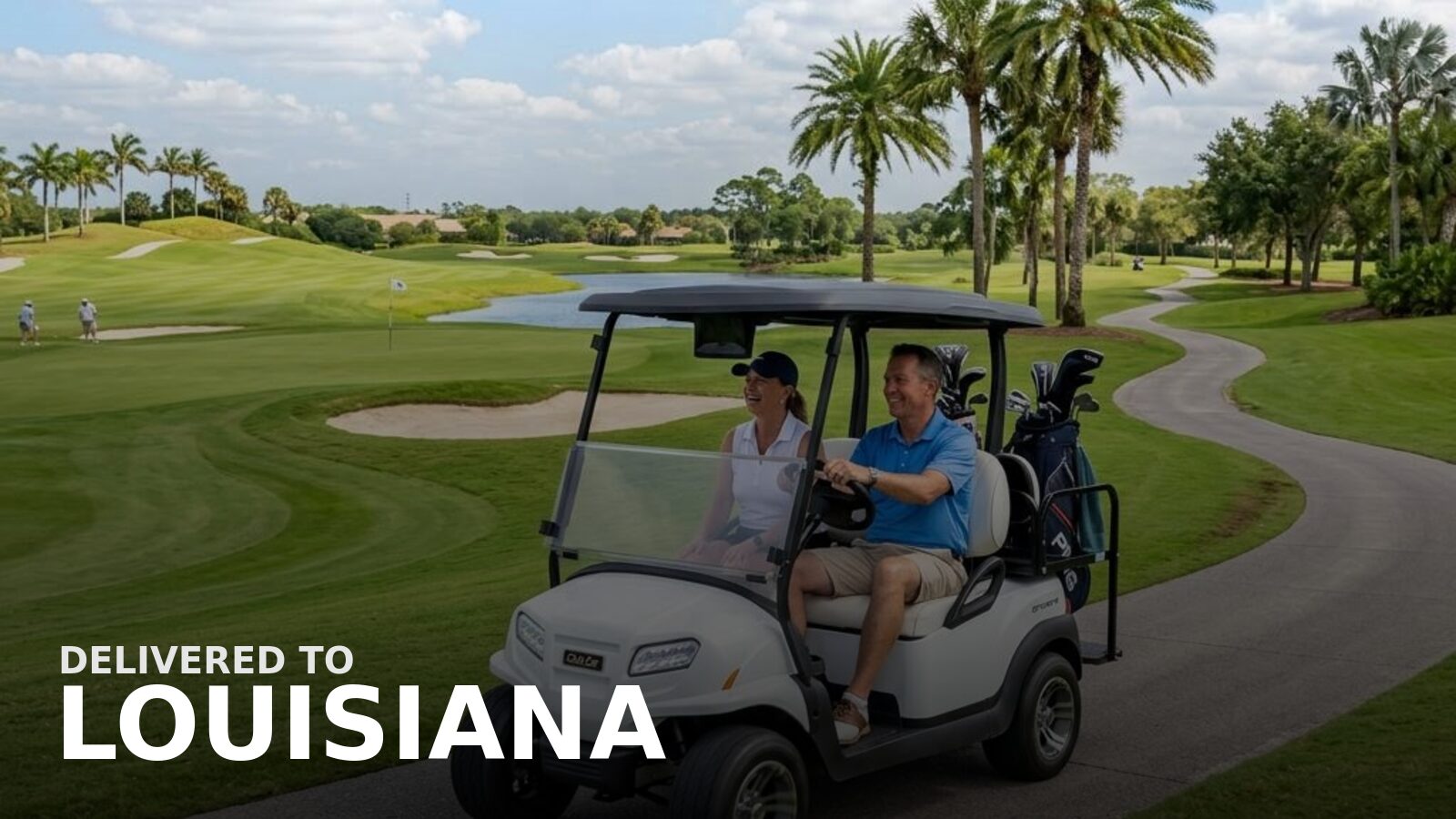 New powersports delivered to Louisiana — a golf cart under live oaks draped with Spanish moss